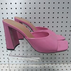 ROUGE Helium | Women’s Pink Sandals | Patent 3.5" High Chunky Block Heel Pump